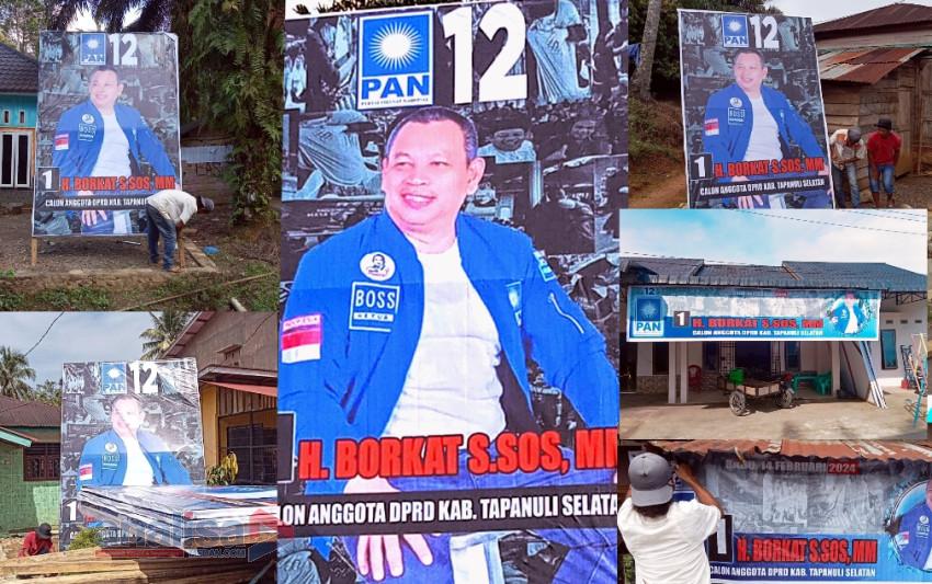 Politik Santun, Tepat Masa Kampanye Borkat S.Sos Tebar Baliho dan APK di Dua Kecamatan