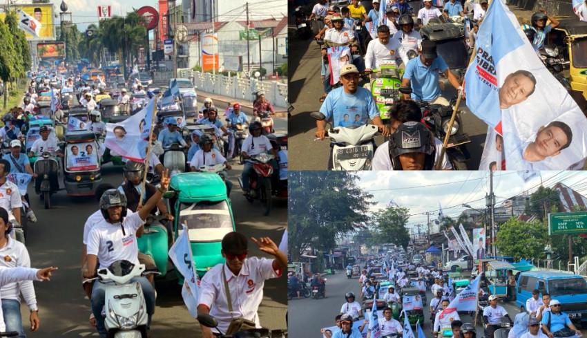 Ribuan Abang Becak Dan Warga Padangsidimpuan Gelar Pawai, Targetkan Prabowo-Gibran Menang 60%