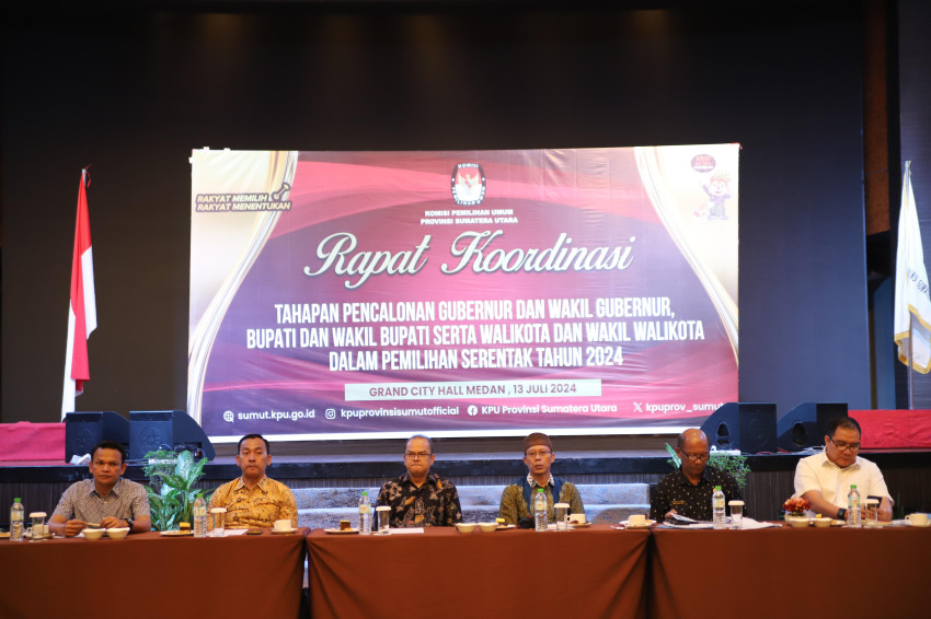 KPU Sumut Gelar Rapat Koordinasi Tahapan Pencalonan Kepala Daerah Pilkada Serentak 2024