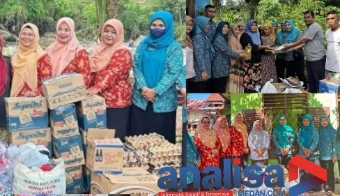 Ibu-Ibu PKK Sidimpuan Serahkan Bantuan Sembako untuk Warga Terdampak Banjir di 5 Kecamatan