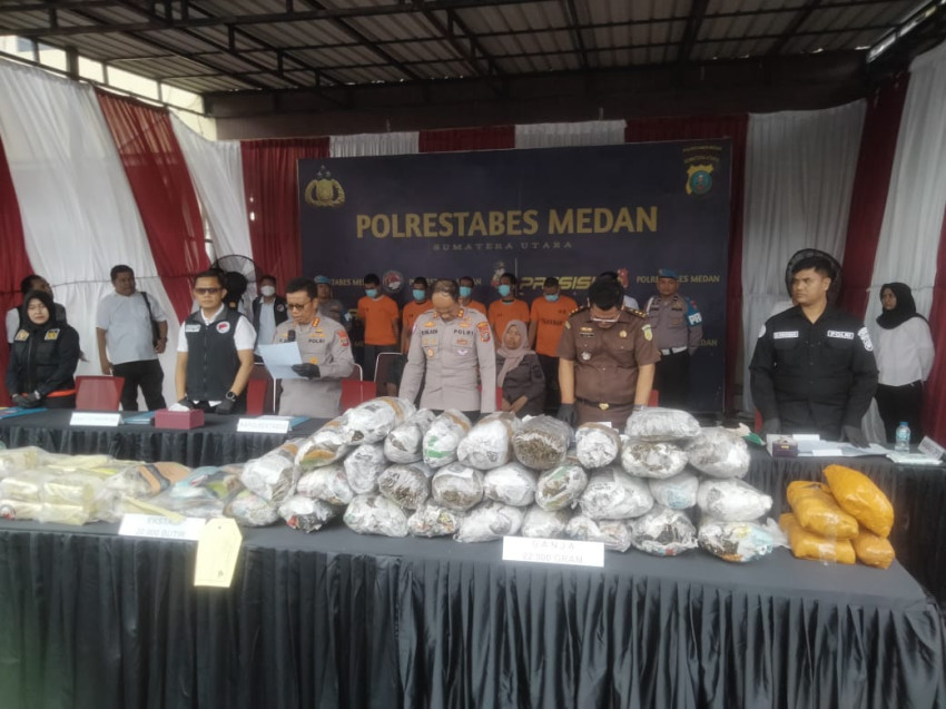 Polrestabes Medan Musnahkan 29.731,65 Gram Sabu, 19.800 butir Ekstasi dan 22.750 Gram Ganja