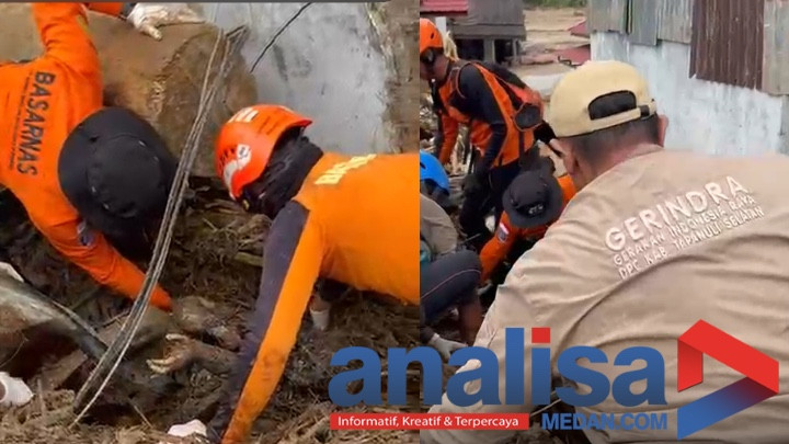 Basarnas Dan Tim Gerindra Kembali Temukan Jenazah Perempuan Tertimbun Gelondongan Kayu di Batang Toru