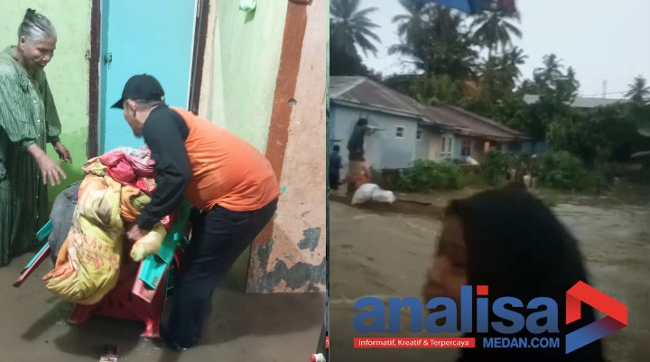 Lansia Terjebak Banjir di Sidimpuan, BPBD Berhasil Evakuasi Dalam Rumah